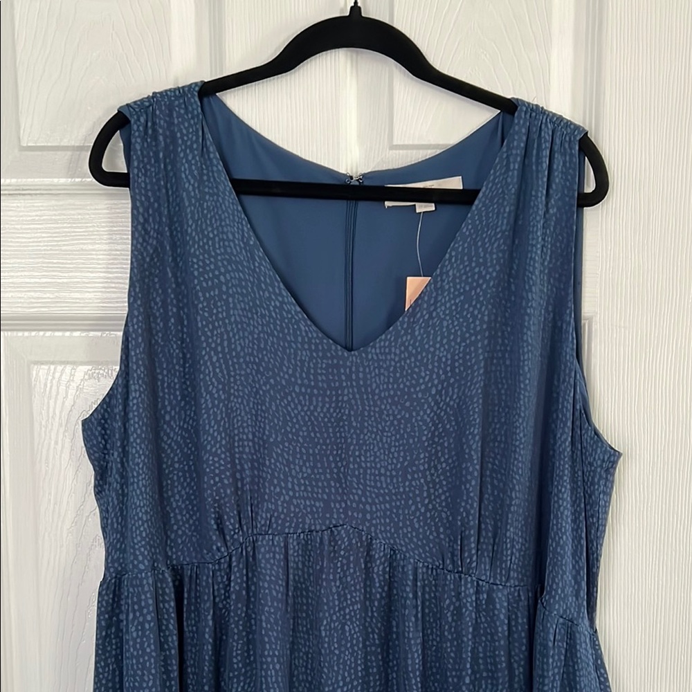 LOFT Blue Sleeveless V-Neck Sundress
